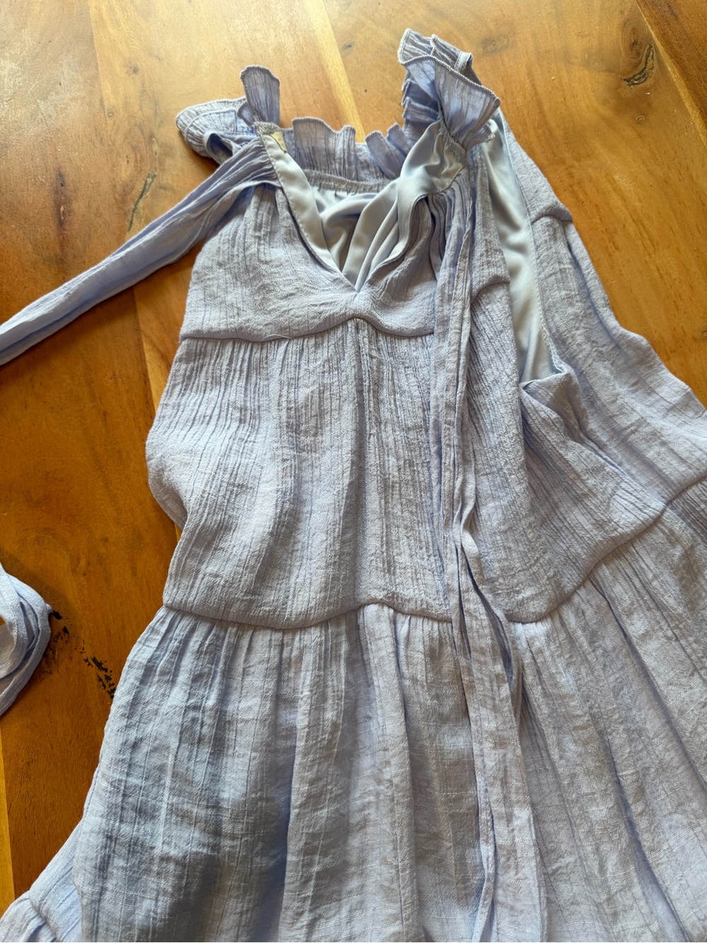 Indigo Soul Boho Blue Tiered Maxi Halter Dress Ruffle (VGUC) - Picture 9 of 10
